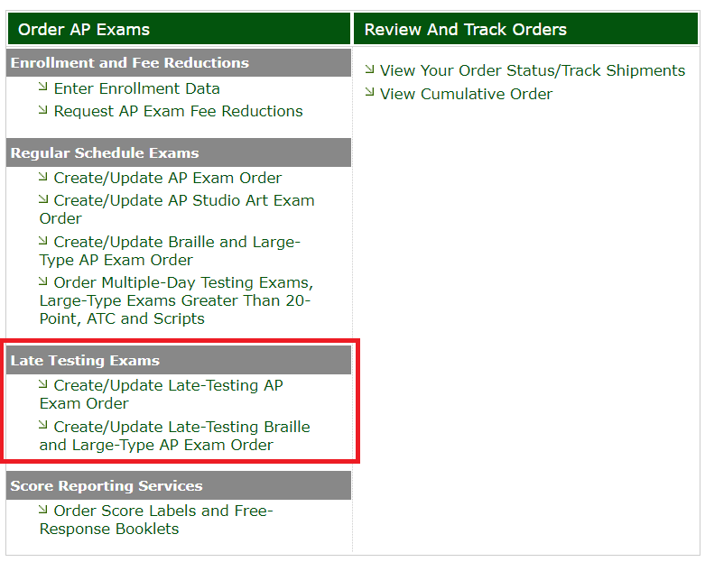 How do I request late testing? Ordering Help AP Central The