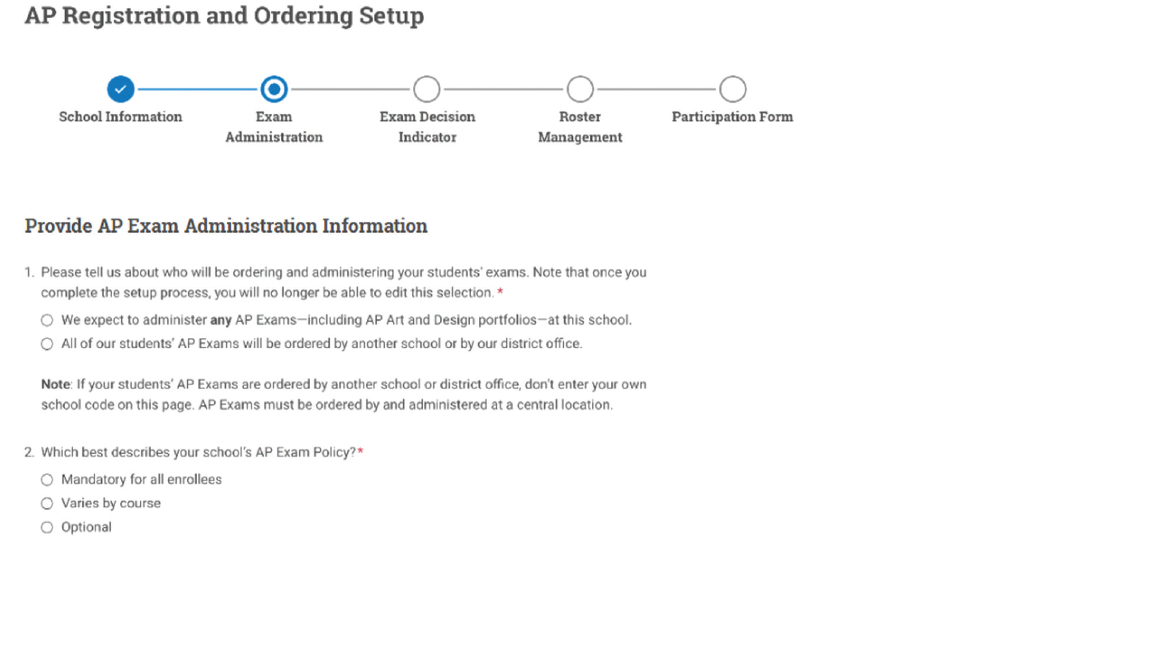 AP Registration and Ordering Setup info screen