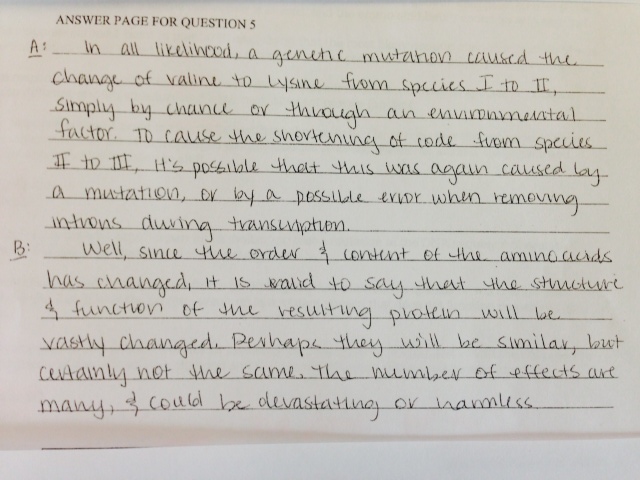 Ap biology essay questions 2014